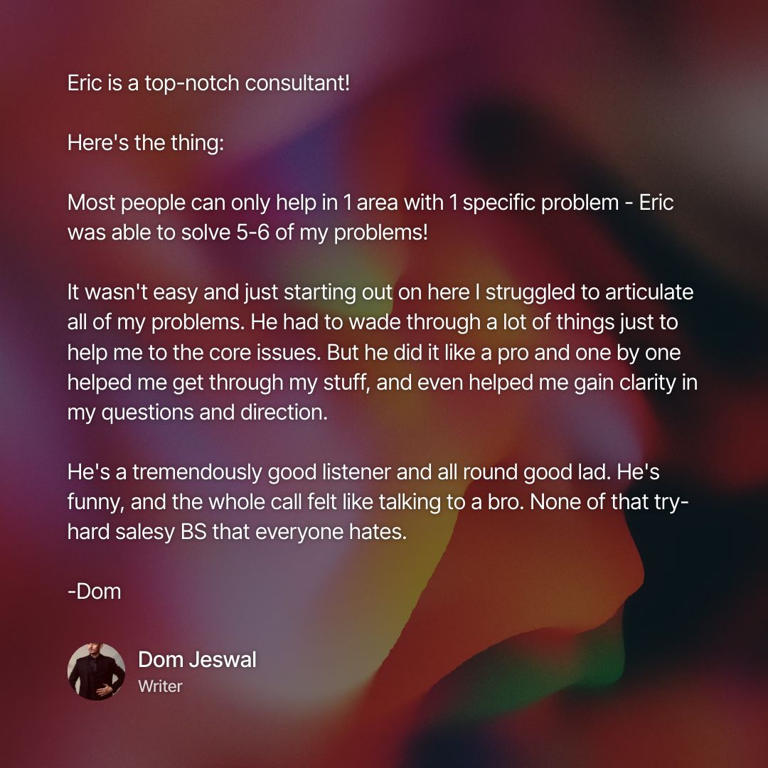 Testimonial from Dom Jeswal