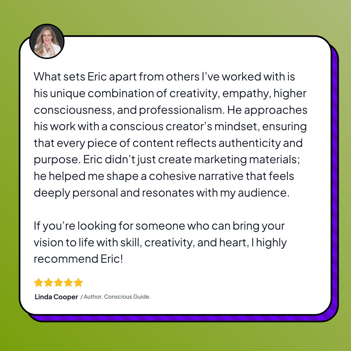 Testimonial from Linda Cooper