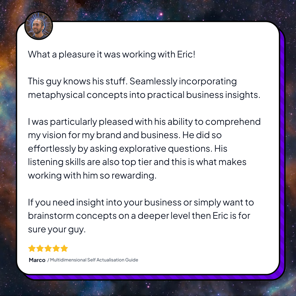 Testimonial from Marco